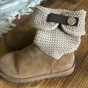 UGG Knit Cuff Alaina  Suede Boots - Tan size 7